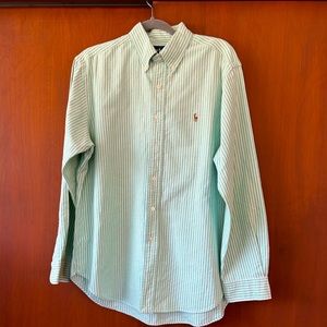 Ralph Lauren green and white striped shirt